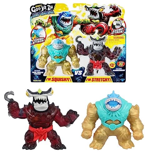 Image of Heroes of Goo Jit Zu Deep Goo Sea Versus Pack. Exclusive Tidal Smash Thrash VS Exclusive Hammerhook. 2 Figure Pack! Super Squishy and Super Stretchy!