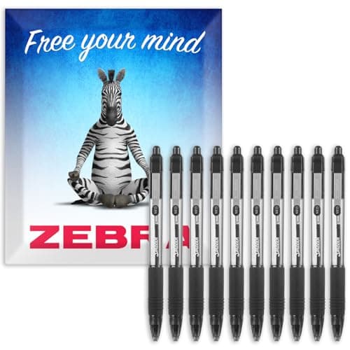 Image of Zebra Z-Grip Smooth Ballpoint Pen - 1.0mm - Pack of 10 - in Zebra Envelope Gift Packaging (Black)