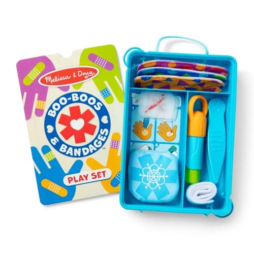 Image of Melissa & Doug Boo-Boos & Bandages Reusable First Aid Pretend Play Set for Ages 3+