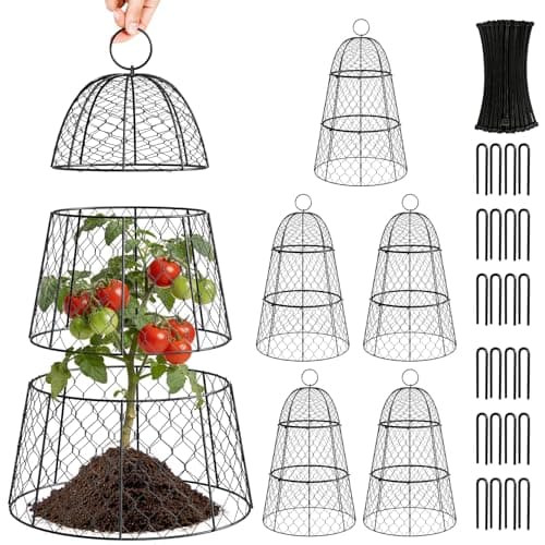 Image of I IHAYNER 6 Pack Plant Protectors from Animals, Metal Garden Cloches for Outdoor Plants, 3-in-1 Modular Design, Anti-Rust Coated Chicken Wire Cages to Keep Squirrels, Rabbits, 44CM x29CM