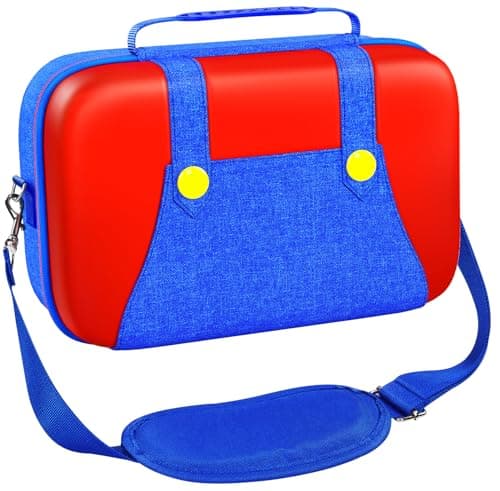 Image of ivoler Carrying Storage All in One Case for Nintendo Switch 2, Portable Traveler Deluxe Carrying-All Protective Hard Messenger Bag Soft Lining Pouch 20 Games for Console & Accessories, Red+Blue