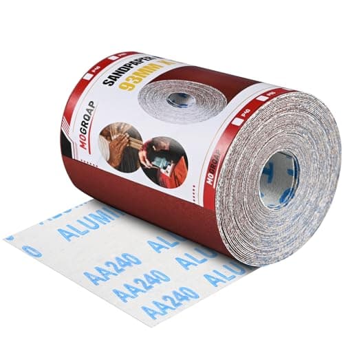 Image of MOGRQAP Sandpaper Roll 93mm x 5m, 240 Grit Abrasive Paper Rolls Aluminium Oxide Wet and Dry Emery Cloth Sanding Paper Rolls for Wood Metal Paint Plaster Filler Automotive