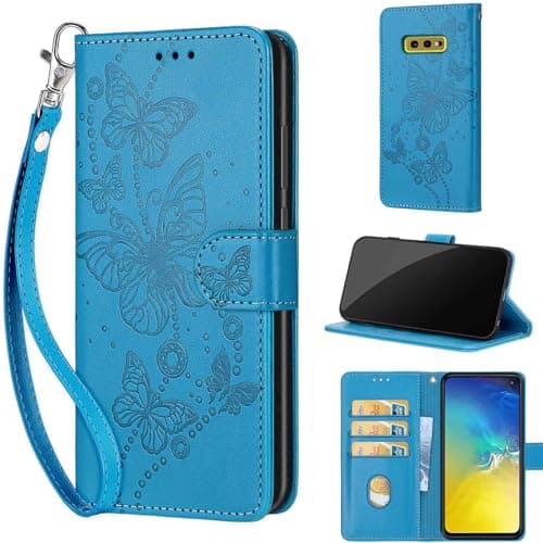 Image of Phone Case for Samsung Galaxy S10e Case, Premium PU Leather Wallet Flip Case with Card Slots Kickstand Magnetic Closure compatible Samsung Galaxy S10e Blue
