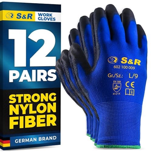 Image of S&R Work Gloves L/9 – Occupational Safety & Protective Equipment – Tear-resistant, Wear-resistant, Breathable and Comfortable – Flexible and Durable for Assembly, Construction, Transportation