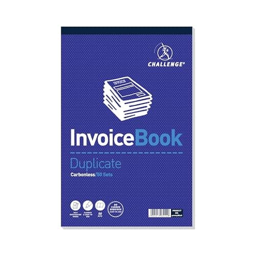 Image of Challenge Large Duplicate Invoice Book, Carbon without Vat, 50 Pages, 1 pack, A4 (297 x 195 mm)