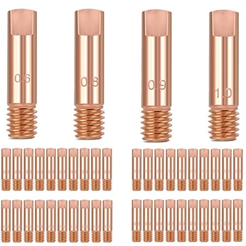 Image of EATBALE MIG Welding Contact Tip, 40Pcs Copper Contact Tips 0.6MM 0.8MM 0.9MM 1.0MM for 14AK15AK MIG/MAG Welding Torch Consumables