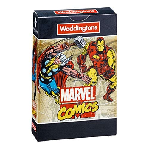 Image of Waddingtons Number 1 Marvel Comic Retro Playing Card Game, play with superheroes including Iron Man, Spider-Man and Captain America, great gift ages 6 plus