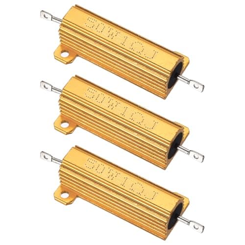 Image of PATIKIL 50W 1 Ohm Aluminum Shell Resistor, 3Pcs Aluminum Housing Resistor, 5% Tolerance Wirewound Resistors Screw Tap Chassis Mounted, Golden