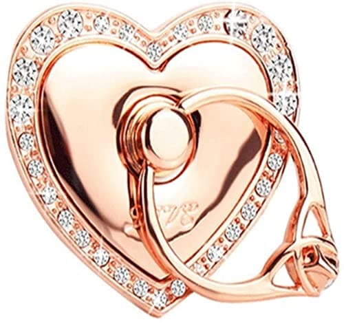 Image of Samidy Phone Ring Bracket holder, Love Heart Diamond Shape Finger Grip Stand Holder Ring Car Mount Phone Ring Grip Smartphone Ring stent Tablet Rose Gold