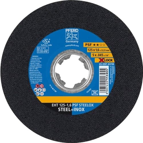 Image of PFERD 25 x Cutting Disc, 125 x 1.6 mm, Straight, X-Lock (22.23 mm), PSF Steelox, 61721124 - for Quick and Comfortable Tool Change