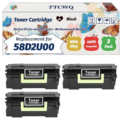 Image of Compatible for Lexmark 58D2U00 Toner Cartridge Work for Lexmark MS725 MS823 MS825 MS826 MX722 MX822 MX826 Printers, with Chip, High Yield 55000 Pages, High-Definition Printing (3 Pack Black)
