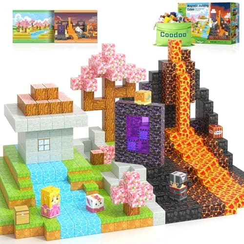 Image of Coodoo Magnetic Blocks - Build Mine Magnet World Magic Portal Set, Magnetic Tiles Building Blocks Toddler Toy STEM Sensory Outdoor Toys for 3+ Year Old Boys & Girls, Creative Kids Games Kids Toys