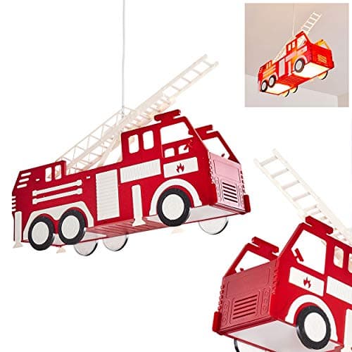Image of Pendant Light Praya, red fire Engine as Hanging Light Made of Plastic for the Children's Room, 2 x E27, fire Engine Hanging Light, Without Bulbs