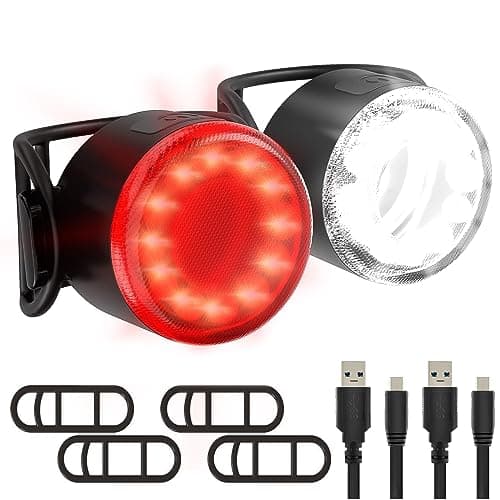 Image of Hybrid LED Bike Lights Set - USB Rechargeable Front & Back Lights - Waterproof, 6 Modes, Easy Mount for Road & Mountain Bikes