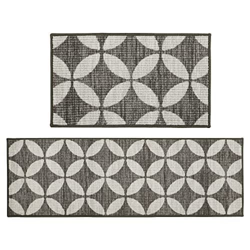 Image of JVL Fiora Machine Washable Doormat and Runner, Pewter