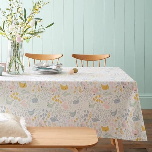 Image of Catherine Lansfield Dining Cottage Friends 137x229cm Table Cloth Natural