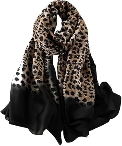 Image of Silk Scarf For Women's Ladies Lightweight Animal Print Scarves Shawls Luxury Gift for Christmas (Leopard Print 3)(Size: 200CM L X 100CM W)