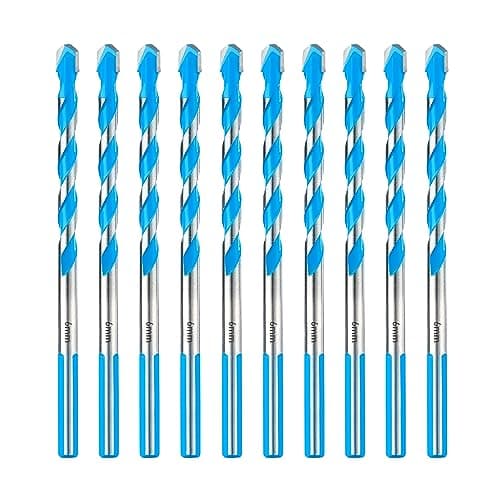 Image of Toolant 6mm Concrete Drill Bit Set, Shockproof Hammer Drill Bits for Concrete/Glass/Brick/Plastic/Cement/Tile, Industrial Strength Carbide Tips, Box of 10