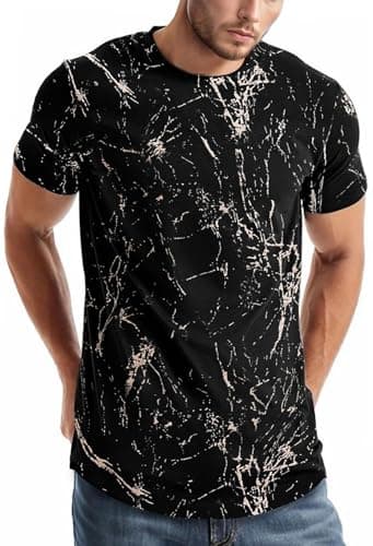 Image of comefohome Mens T-Shirts Graphic Fashion Tshirt UK Casual Short Sleeve Tee Tops Hipster Hip Hop T Shirts Cool Shirt Black M