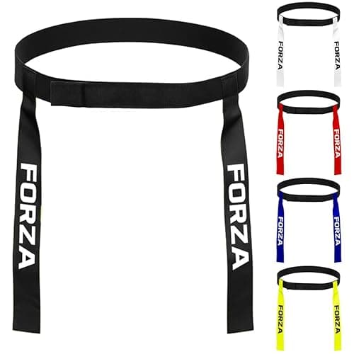 Image of FORZA Tag Rugby Belt Set – 10 Adjustable Belts & 20 PVC Tags – Universal Fit with Hook & Loop Fastening – Safe No Buckle Design – Ideal for Schools, Clubs & Training Sessions (Black)