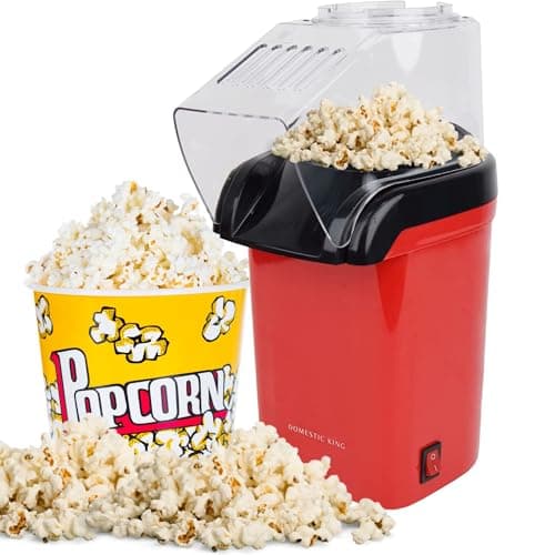 Image of Domestic King Popcorn Maker Home Made Popcorn Machine 1200W with Measuring Cup Healthy Snack No Oil Electric Popcorn Makers