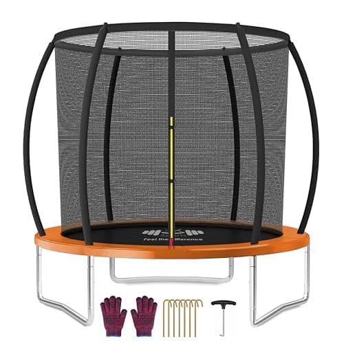 Image of FK Sports Outdoor Trampoline 6FT/8FT/10FT/12FT Rebounder Trampolines for Toddlers, Kids & Adults with Safety Enclosure Net, Anti-tear, UV-Proof Pad, Exercise & Fitness (6ft Trampoline Without Ladder)