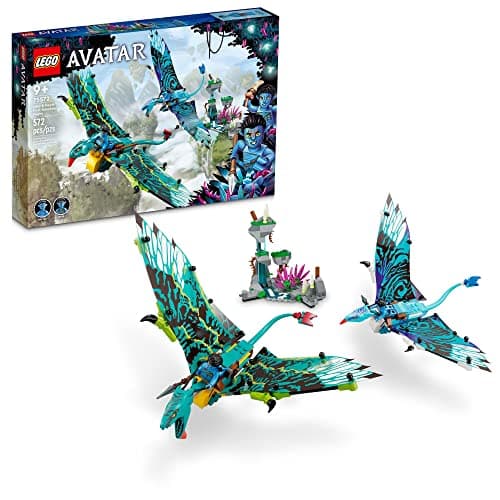 Image of LEGO Avatar Jake & Neytiri First Banshee Flight 75572, Pandora Movie Set with Toy Dragon-Like Figures, Minifigures and Glow in The Dark Elements