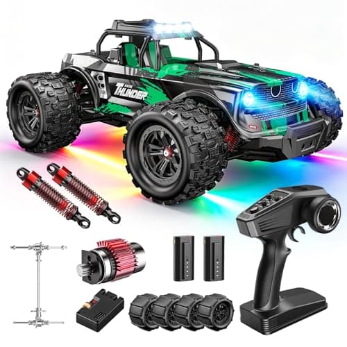 Image of 1:14 RC Car 4WD High Speed 45KM/H 28+ MPH Off Road RC Monster Truck, LED All Terrain Remote Control Car for Adults Boys, 2 Batteries 60 Min Play & Extra Replaceable Tires, Outdoor Garden Stunt Cars