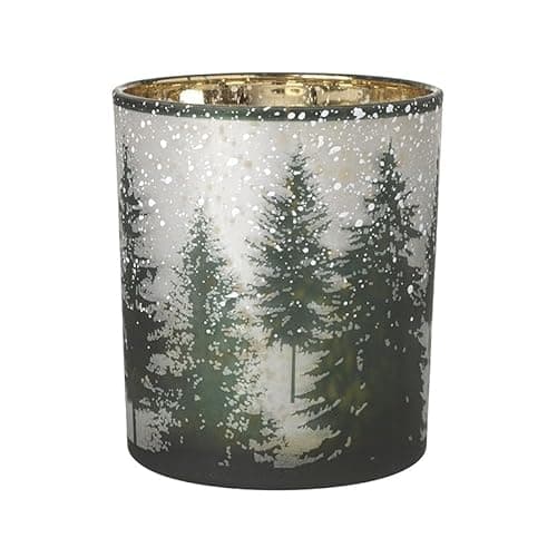 Image of Heaven Sends Glass Snowy Forest T-Light Holder (9x9x10cm)