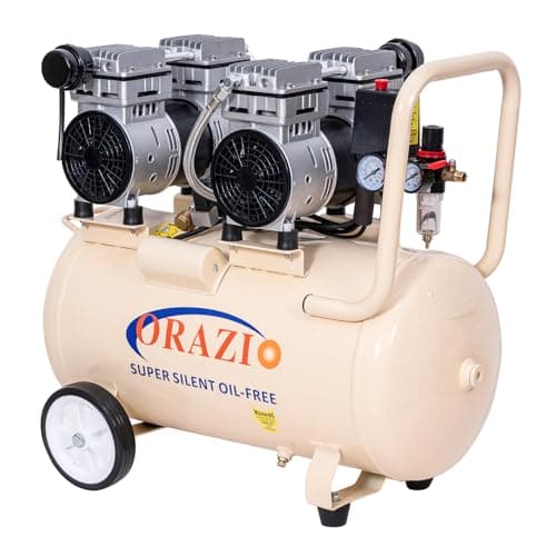 Image of ORAZIO Air Compressor Oil Free 50 Litre 750W x 2 Motors 116PSI Low Noice Silent Portable Electric Air Compressor, for Home Workshop, Mobile Garage, Dental Clinic 241185