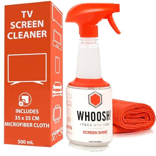 Image of WHOOSH! Screen Shine Pro TV Cleaner Spray Kit – 500 mL Refillable Bottle with Microfiber Cloth – Safe & Streak Free Cleaning for OLED Screen Cleaner, Laptop, Monitor, MacBook and Car Touch Screens