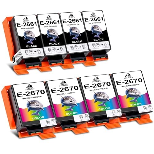 Image of DOUBLE D T266 T267 Ink Cartridges for Epson 266 & 267 Ink Cartridges T266 T267 Ink T2661 T2670 Compatible with Epson Workforce WF-100W WF-110W Printer,8 Pack (4 Black, 4 Colour)