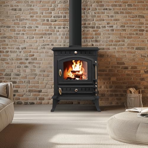 Image of NRG Cast Iron Multifuel Stoves Eco Design Woodburning Fireplace - 7KW