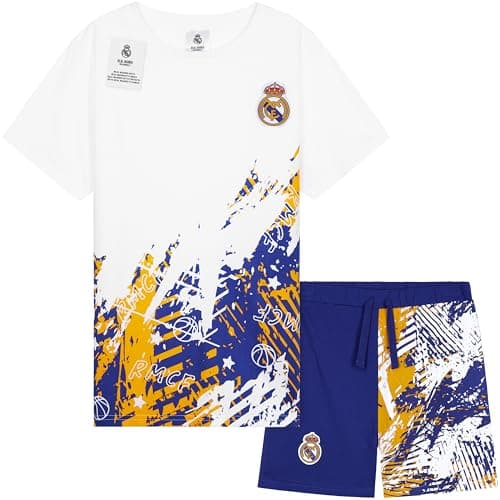 Image of Get Trend Real Madrid CF Pyjamas Boys Teens Short Football PJs Breathable Nightwear Loungewear Jammies Sleepwear Boys Gifts (9-10 Years, Multi Real Madrid)