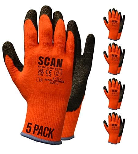 Image of Scan SCAGLOKSTH5X Knitshell Thermal Latex Coated Gloves - Orange - Size 10 (5 Pairs)