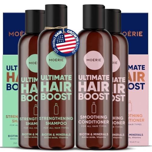 Image of Moerie Hair Growth Shampoo and Conditioner for Women and Men, Hair Loss Solution with Biotin and Rosemary, Thickening Shampoo and Conditioner for Thinning Hair – Promotes Regrowth, Double Set