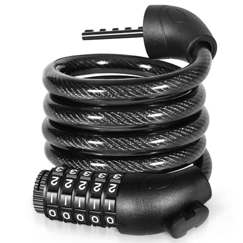 Image of Lychico Bike Lock, 5 Digit Combination Bicycle Lock with Mounting Bracket, 1.2m Heavy Duty 12mm Steel Cable Lock for Mountain Bikes, E-Bikes, Scooters, Folding Bikes