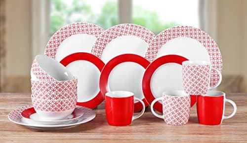 Image of 16 Piece Geo Red Dinner Set