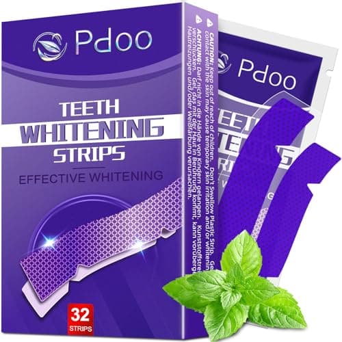 Image of Purple Teeth Whitening Strips 16 Treatments - Enamel-Safe & No-Sensitivity & No-Slip Whitening Strips - Fast Teeth Whitening in 7 Days - Whitening Kit for Coffee, Wine Stains Removal, Mint Flavor
