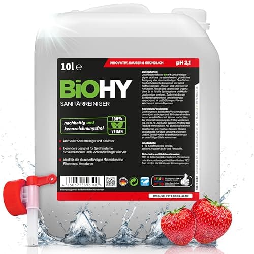 Image of BiOHY Sanitary Cleaners (10l Canister) Discharge tap | Lime decomposing concentrate for the sanitary area | Bathroom cleaner with pleasant & fresh fragrance | EXTRA STRONG (Sanitärreiniger)