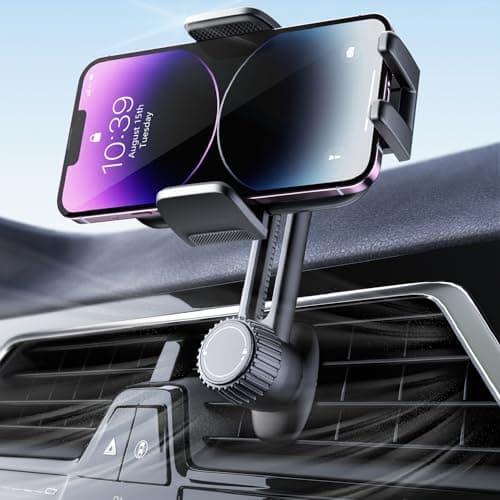 Image of Phone Holder for Car Vent: [Never Blocking] Air Vent Cell Phones Mount, Quick Release Car Phone Mount with Stable Hook Clip, 360° Rotation Mobile Phone Automobile Cradle for iPhone Samsung Huawei etc
