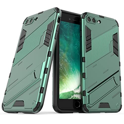 Image of LOLFZ Armor Case with Stand, Military Grade Protection, Impact-Resistant Bumper Mobile Phone Cover for Apple iPhone 7 Plus/8 Plus - Green