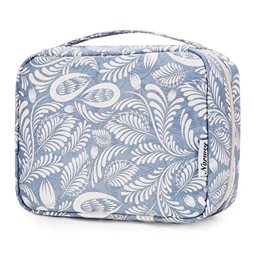 Image of Travel Hanging Toiletry Wash Bag Toiletry Bags for Women Toiletries Bag Washbag Makeup Cosmetic Organizer for Men Girls (Blue Leaf)