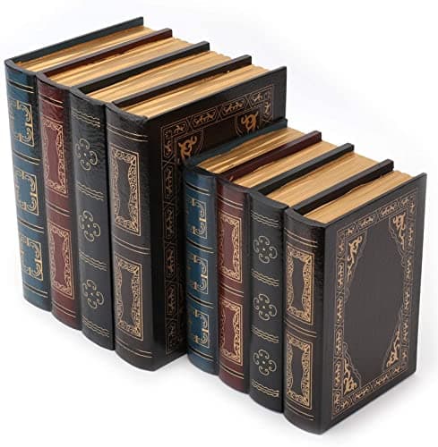 Image of Tebery 2 Pack Decorative Book Boxes Wooden Antique Book Decorations Vintage Book Storage Box