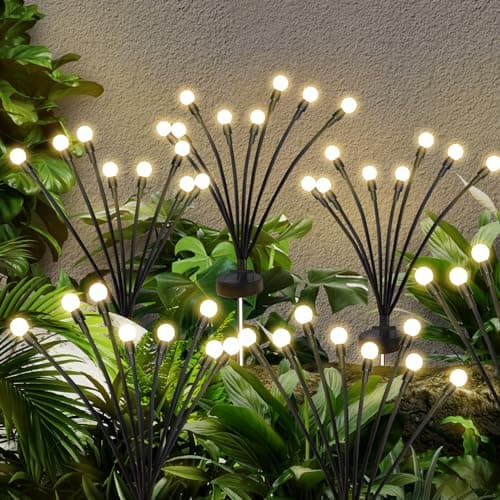 Image of Jsdoin Solar Lights Outdoor Waterproof, Swaying Solar Garden Firefly Decorative Yard,Firefly Garden Lights Outdoor for Path Fence 2pack