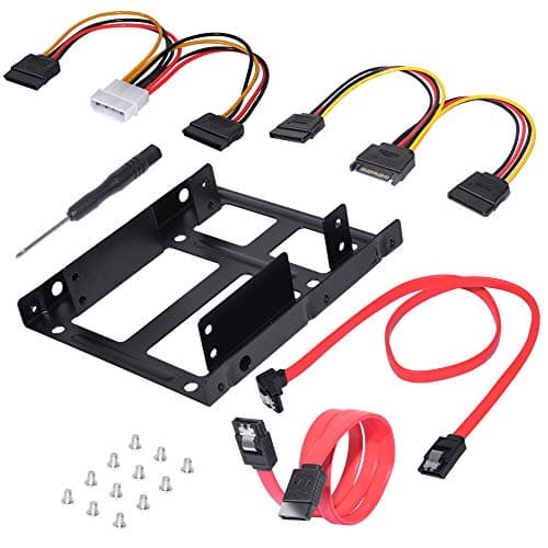 Image of DEEPFOX Mounting Kit - Dual 2.5 Inch to 3.5 Inch Internal Hard Disk Drive SSD/HDD Hard Disk Drive Mounting Kit Bracket [SATA and Power Cables included]