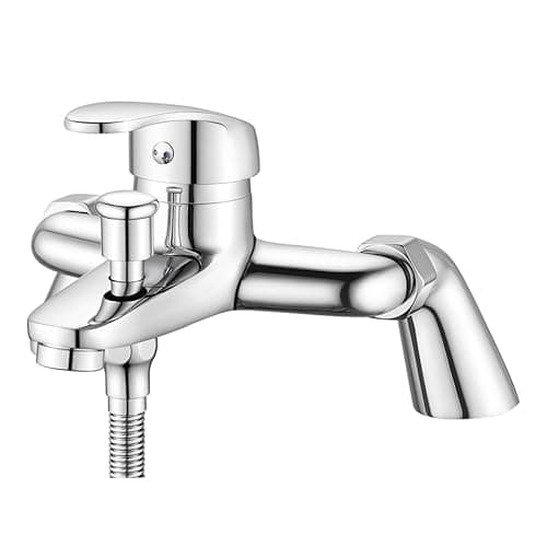 Image of Coleniny Modern Bath Shower Mixer Tap with Filler Spout, Single Lever Monobloc Shower Bath Tap, Exposed Faucet Solid Brass Chrome Finished-1/2'' Outlet 180mm Centres