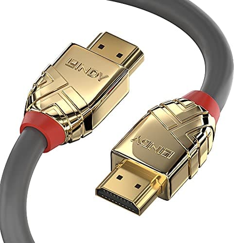 Image of Lindy 1m High Speed HDMI Cable, Gold Line, Premium Design, Gold Plated, with Ethernet, 4K 60Hz HDMI 2.0 18G 3D 1080p 120Hz 144Hz HDR ARC CEC ATC Tested TV OLED Monitor Xbox PS4 PS5 Blu-ray Soundbar