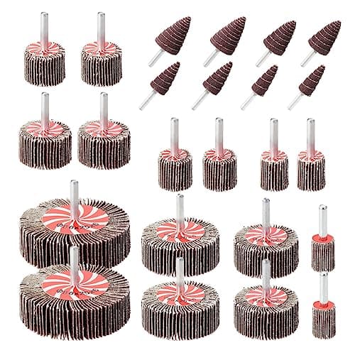 Image of WiMas 24PCS 80 Grit Sanding Flap Wheels Abrasive Flap Wheel Set Polishing Disc Sanding Heads 80 Grit Sanding Paper Polishing Wheel for Drill Rotary Tool Polishing Grinding Deburring