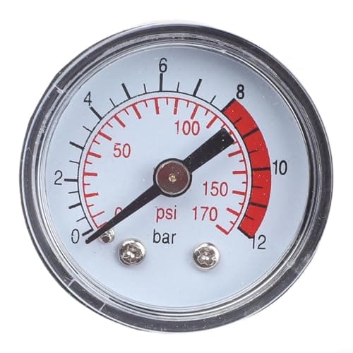 Image of Air Compressor Pressure Gauge 0-170 PSI/0-12 Bar, Pneumatic Hydraulic for DIAL with Male Thread Bottom for Workshop Tools, Black